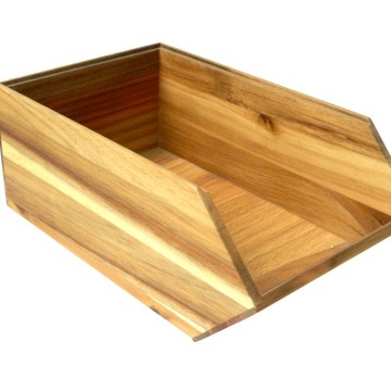 Acacia Wood Medium Pantry Bin - Sloped Front Storage Organizer